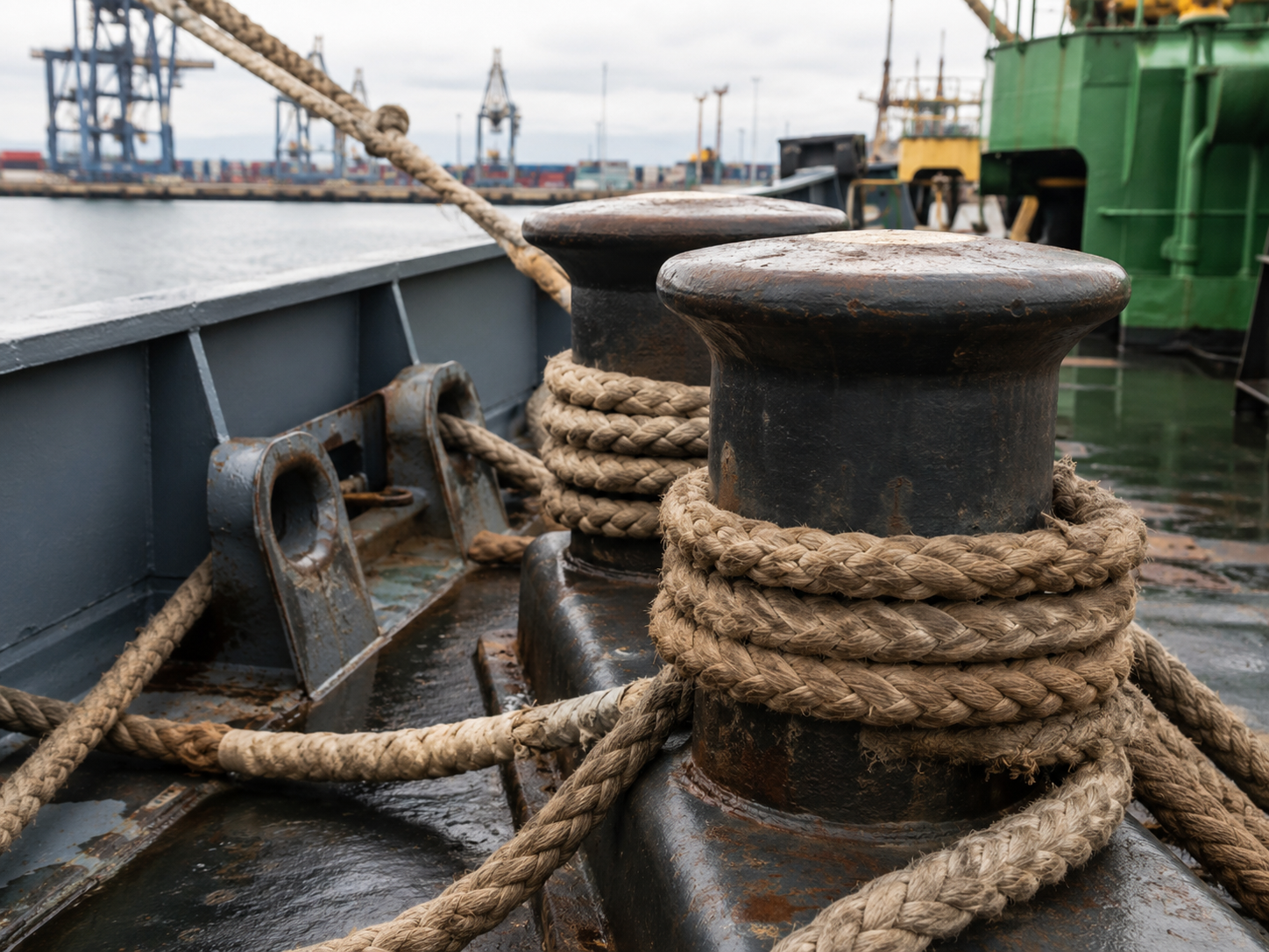 Marine deck mooring equipment supporting ship chandling and vessel supply operations in African ports