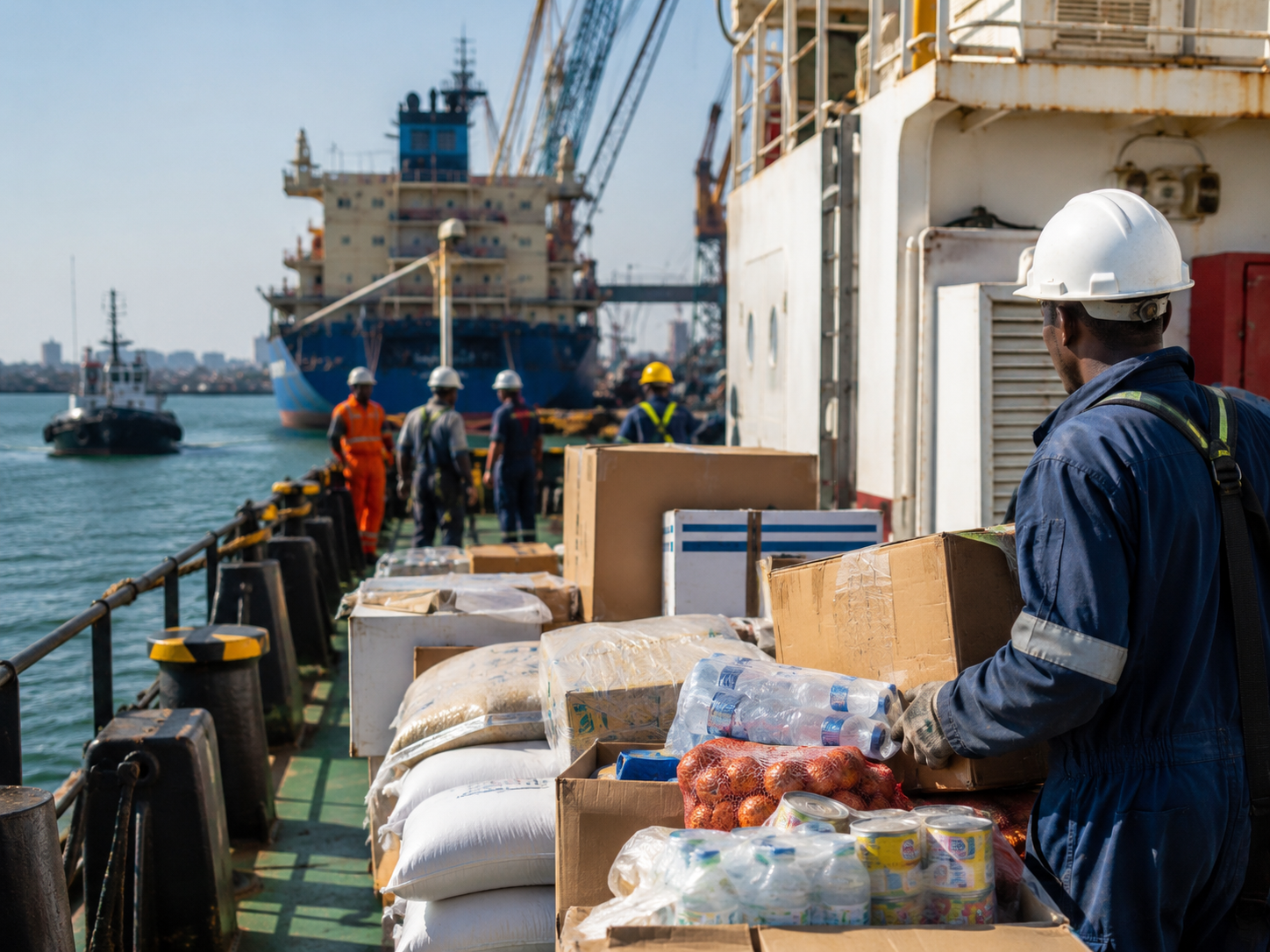 Ship supply operation at an African commercial port